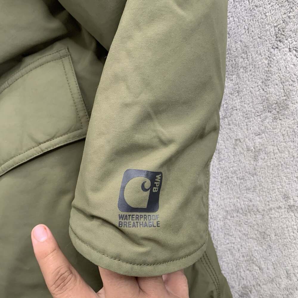 Carhartt Kalkaska Down Snorkel Parka Mens Medium Quilt Lined Army Green Gorpcore - Picture 5 of 13